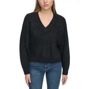 DKNY Jeans Women's Long-Sleeve Novelty Knit Sweater Black Size L MSRP $89